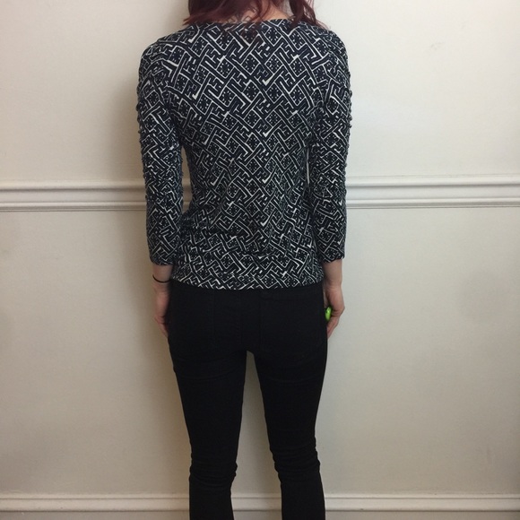 DOLAN Navy Printed Shirt Top Ruched Blouse - Picture 6 of 8